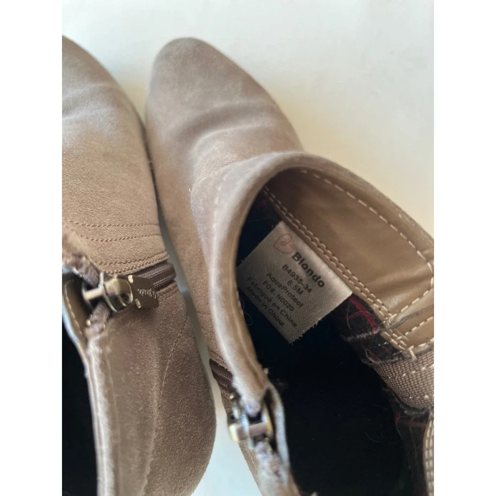 Blondo Suede Ankle Boots Taupe Waterproof‎ Comfort 6.5 Modern Heritage Staple